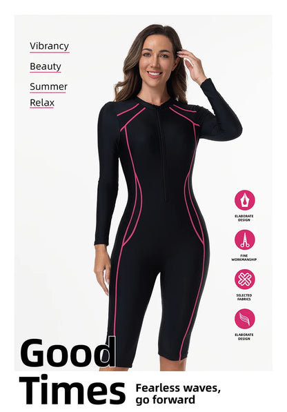 Women's Swimsuit With Sleeve One Piece Bathing Suit Female Beachwear Sport Style Swimming Costume Woman Swimwear Surfing Suit