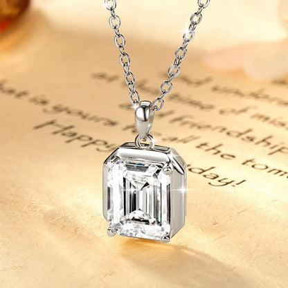 OXTAO Minimalist Moissanite Solitaire Pendant Necklace Emerald Cut D VVS1 for Women 14K Gold Filled Charm Necklace Jewelry Gift