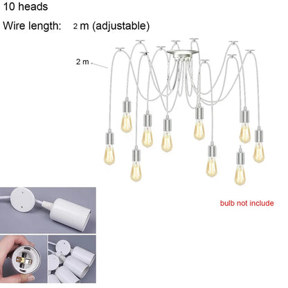 DIY Spider Lights Vintage Chandelier Edison Industrial Hanging Lamp Ceiling Multiple Pendant Light Kitchen Farmhouse Living Room