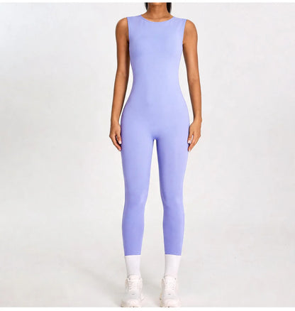 Summer Women Sleeveless Back Hollow Jumpsuit Fitness Sport Bodysuit Yoga Clothing Female Breathable Gym Overalls Workout Clothes