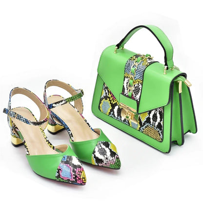 New Arrival Leopard Shoes and Bag Set  for Women Bride Shoes and Bag for Party Wedding Patent Leather Shoes for Women Sandals
