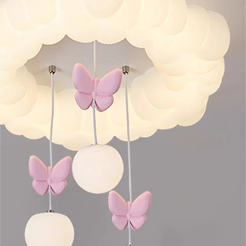Children's Room Princess Room Cloud Ceiling Lights Pink Bow Bubble Ball Lamp LED Cream Style Romantic Girl Bedroom Ceiling Lamps