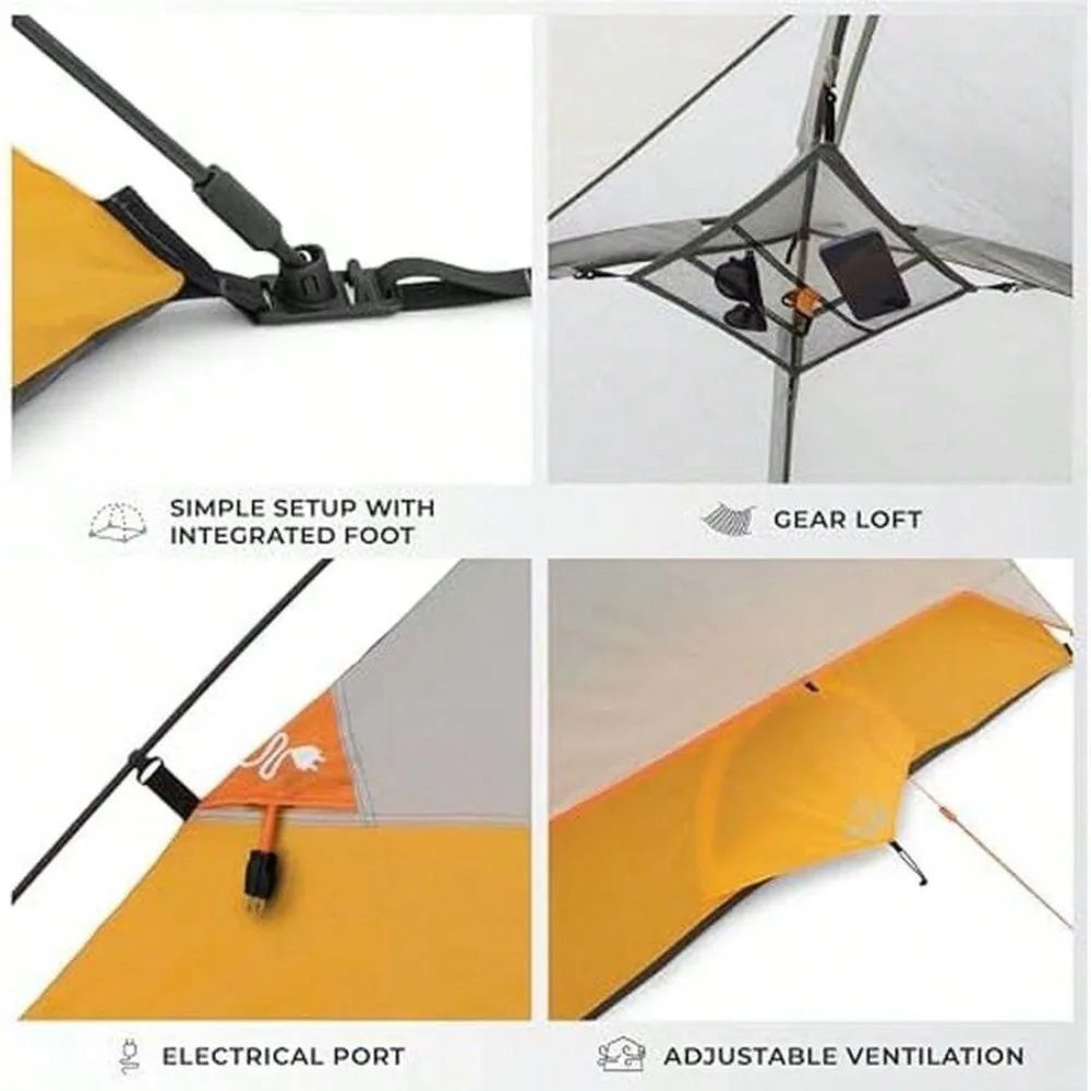6 Person Family Camping Dome Tent Waterproof Weather Resistant Easy Setup Portable Lightweight with Gear Loft Storage Carry Bag for Hiking Backpacking Outdoor Adventure Backyard Beach Picnic Travel Fits 4 5 6 Adults Kids