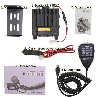 Latest Version Mini Mobile Radio QYT KT-7900D 25W Quad Band 144/220/350/440MHz KT7900D UV transceiver or with Power Supply