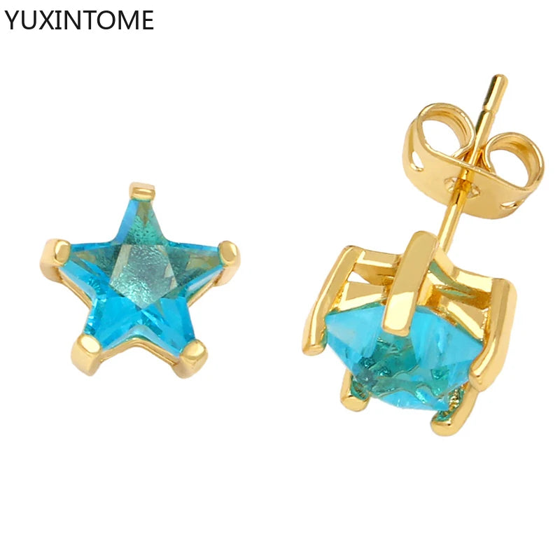 925 Sterling Silver Needle Light Blue Zircon Stud Earrings for Women Fashion Blue Enamel Pendant Earrings Luxury Jewelry Gifts