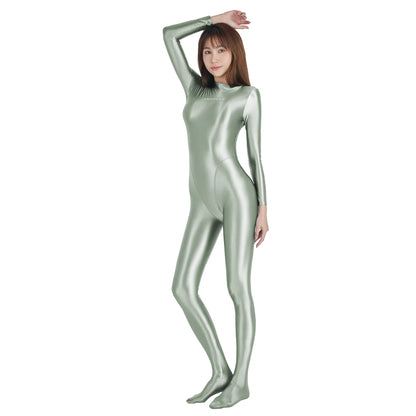 AMORESY Shiny Glitter Diving Surfing Swimwear One-piece Back Zipper Overall Zentai Jumpsuit Sport Gym Bodysuit Catsuit Playsuit
