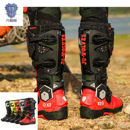 New JG WOLVES Off-road Motorcycle Riding Shoes, Active Axis Off-road Boots, High Boots, Men's Anti Fall Riding Equipment