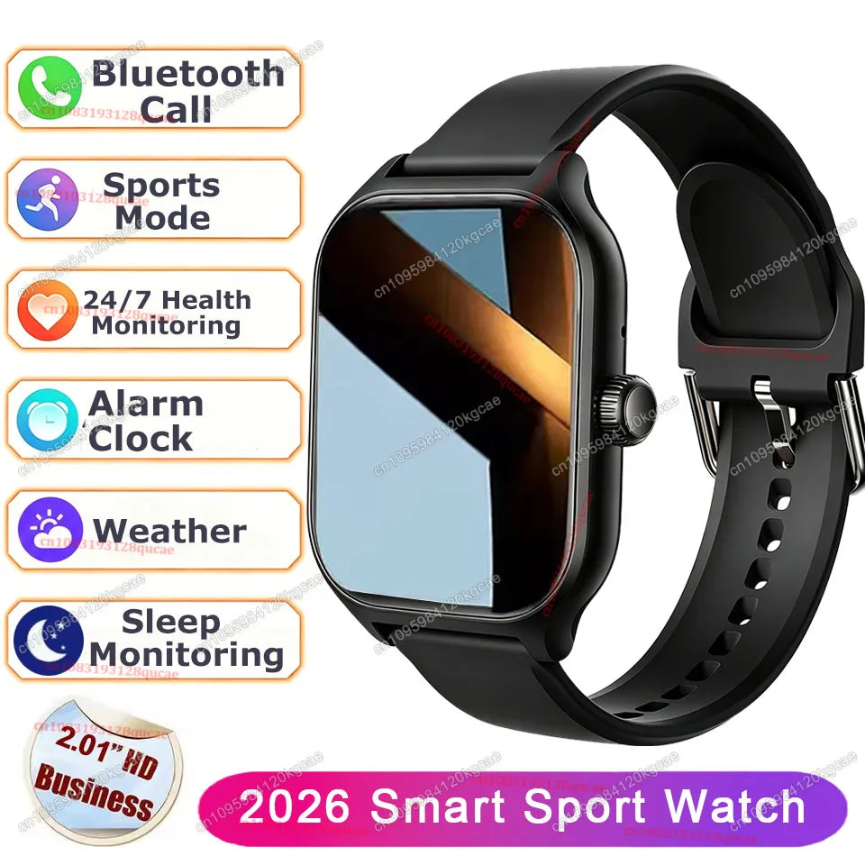 2026 Smart Watch Android IOS Phone 2.01'' Color Screen Bluetooth Answer Call Fitness Watch Tracker Smartwatch Women Men New Hw12