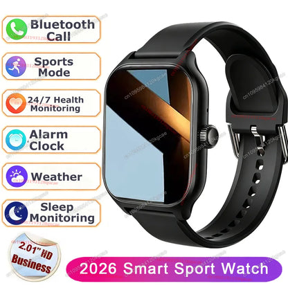 2026 Smart Watch Android IOS Phone 2.01'' Color Screen Bluetooth Answer Call Fitness Watch Tracker Smartwatch Women Men New Hw12
