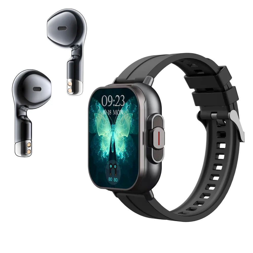 BT Call Blue Tooth Headphones Watches 2.01" Headset 2 in 1 Smart Watch Heart Rate Sport Fitness Bracelet TWS Earphone Smartwatch