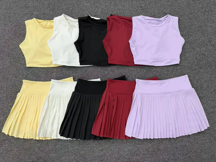 2 Pieces Yoga Set Women's Tracksuit Sexy Sports Bra High Waist Sports Short Skirt Gym Fitness Sleeveless Workout Suit Sportswear