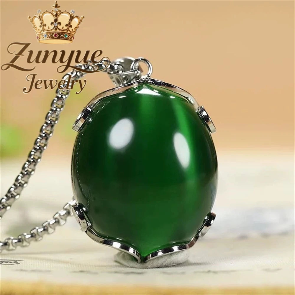 Natural Colorful Cat's Eye Stone Pendant Necklace Elegant Fashion Daily Wear Luxury Quality Fine Jewelry For Women Unisex Gift