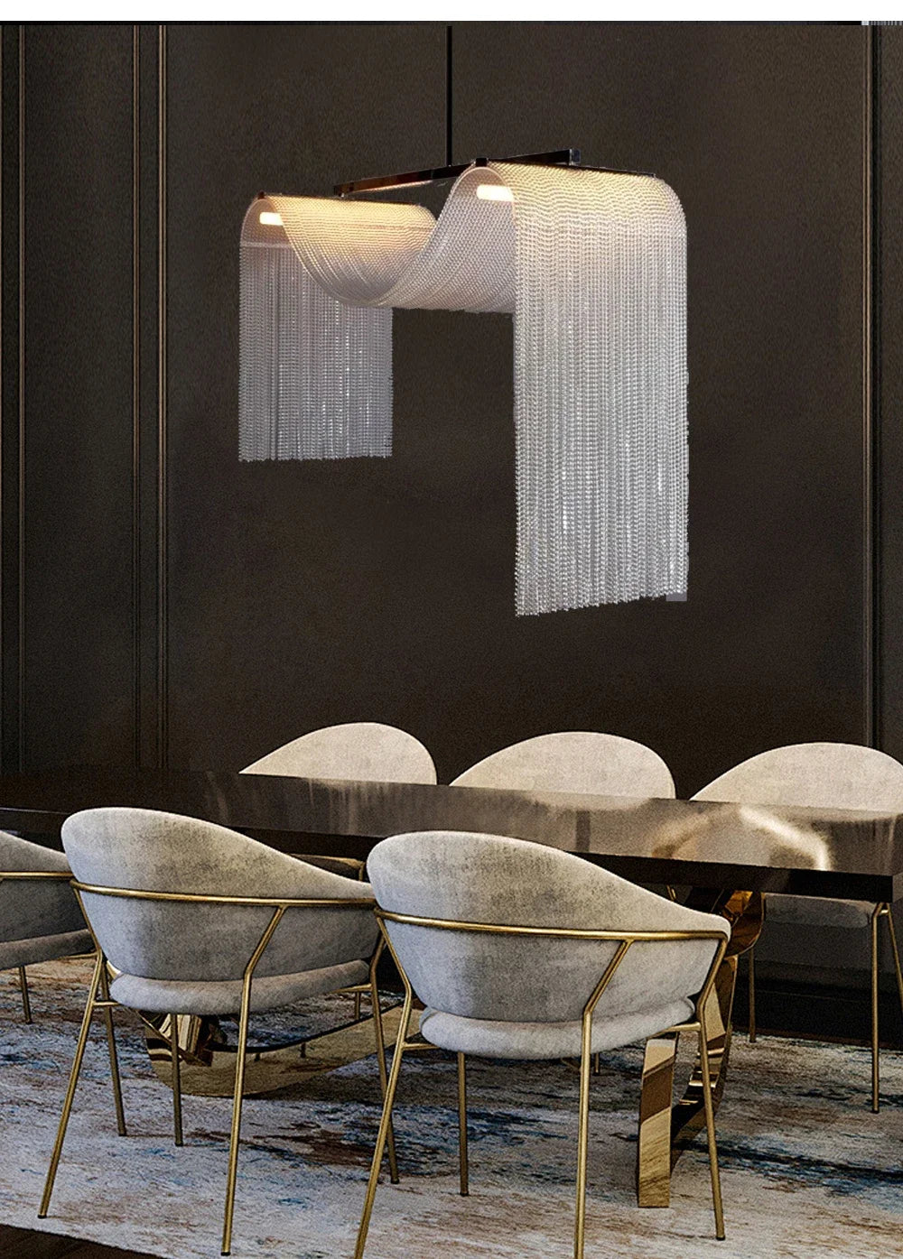 Waterfall Tassel Metal Pendant Lights European Designer LED Home Decor Hanging Lamps for Ceiling Living Room Chandelier Lighting