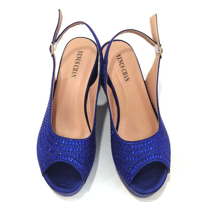 High Heels 2024 Women's Purple Luxury Designer Split Square Toe Rhinestone Wedding Shoes and Wedding Set