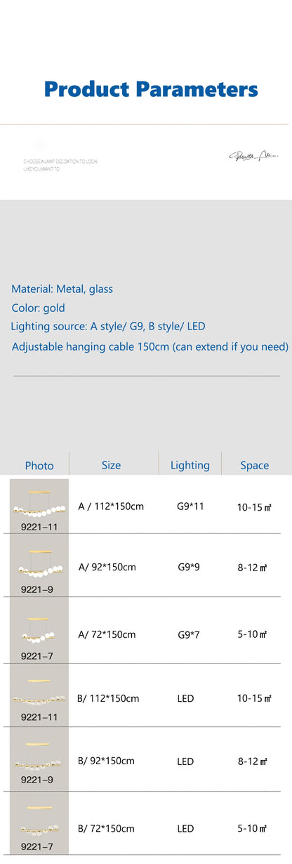 Line Glass Ball Pendant Lights Nordic LED Energy-Efficient Hanging Ceiling Lamp with Adjustable Cord for Dining Room Living Room