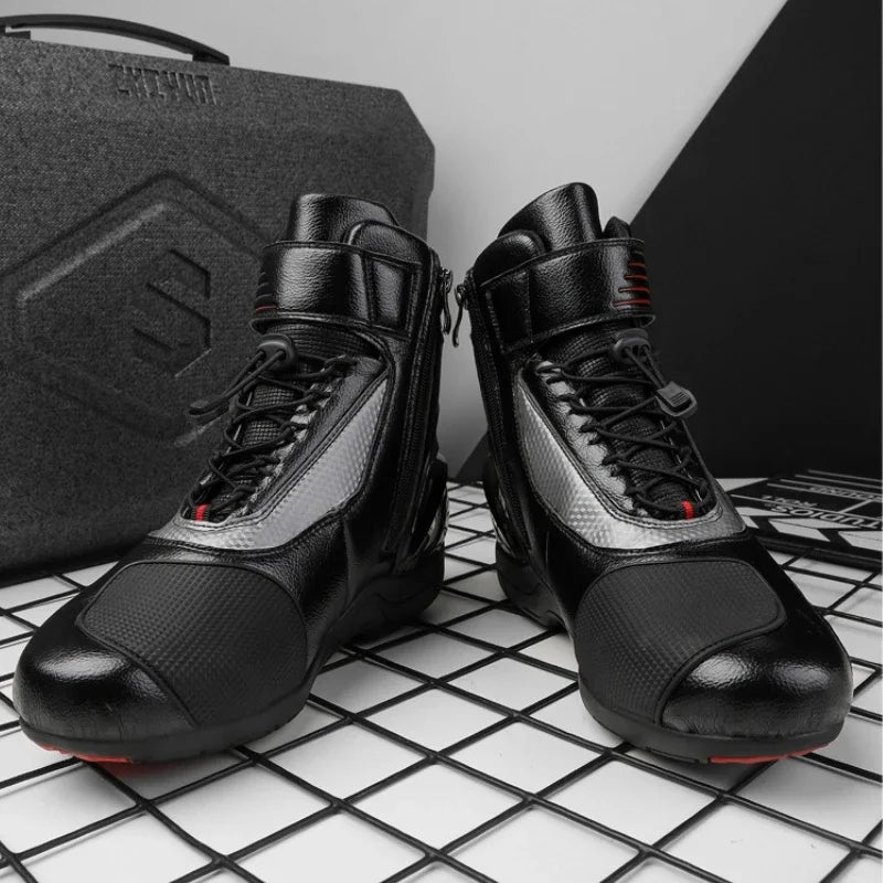 Men's Motorcycle Boots Waterproof Cross-country Travel Ankle Boots Women's Breathable and Wear-resistant Cycling Shoes