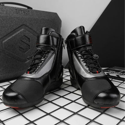 Men's Motorcycle Boots Waterproof Cross-country Travel Ankle Boots Women's Breathable and Wear-resistant Cycling Shoes