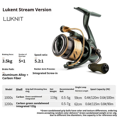 Ultralight Carbon Spinning Reel 1000S–1200S 5.2:1 Gear Ratio 9kg Max Drag  Micro Lure Fishing Reel for Freshwater   Saltwater