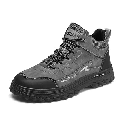 British Style Men's Motorcycle Boots High Top Tooling Shoes For Men Casual Boots Fashion Leather Ankle Boots Man Platform Boots