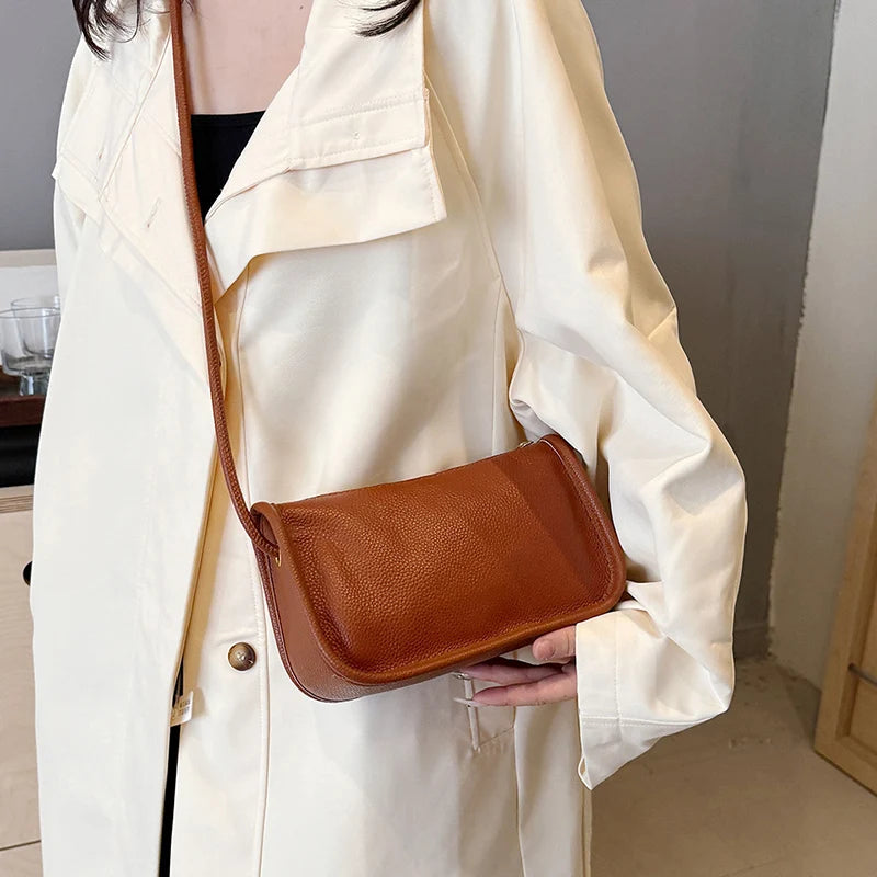 100%Real Cowhide Genuine Leather Sac Fashion Women Crossbody Bags For Ladies New High Capacity Shoulder Bag Handbag Female Purse