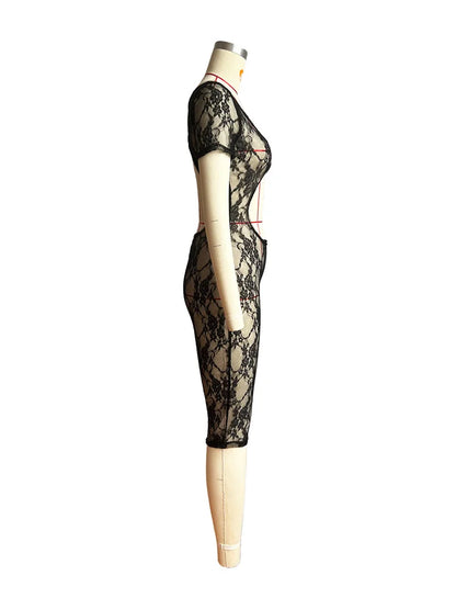 Wholesale Clothing Casual Jumpsuit Women 2024 One-pieces Rompers Womens Summer Black Bodycon Lace See Though Romper Playsuits