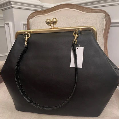 Classic Large Capacity Kisslock Frame Clip Bags For Women Luxury Designer Handbags Purses 2026 New In PU Lock Underarm Shoulder