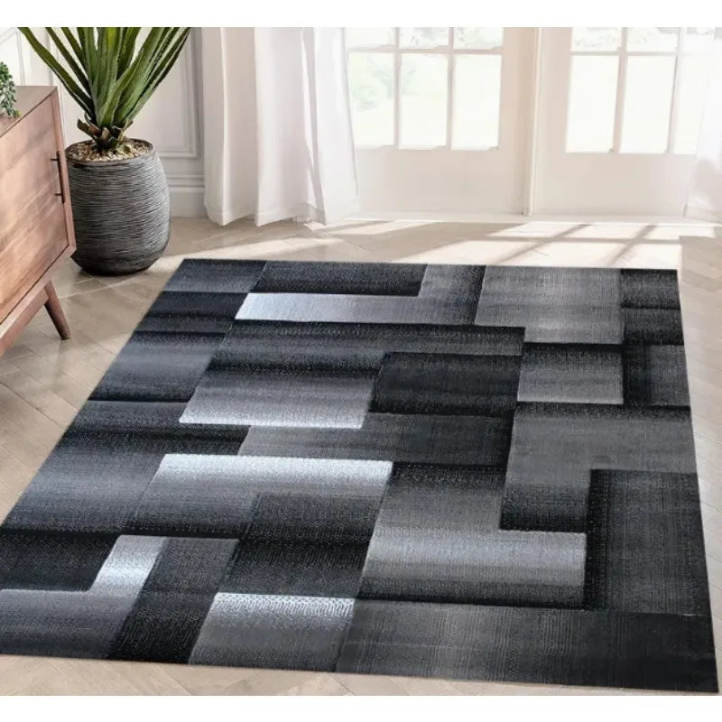Black Geometric Large Carpet Light Luxury European and Carpet Home Sofa Tea Table Mat Indoor Outdoor Carpet Floor Mat Decoration