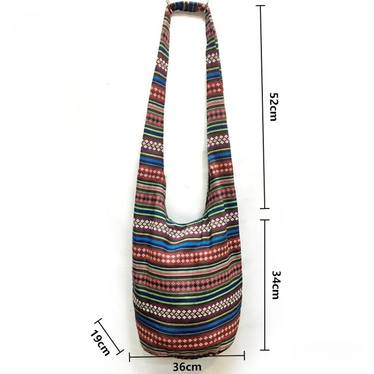 Bohemian Boho Crossbody Bag Women's Bucket Shoulder Bags Ladies Ethnic Canvas Casual Shopping Travel Messenger Bag Hippie Tote