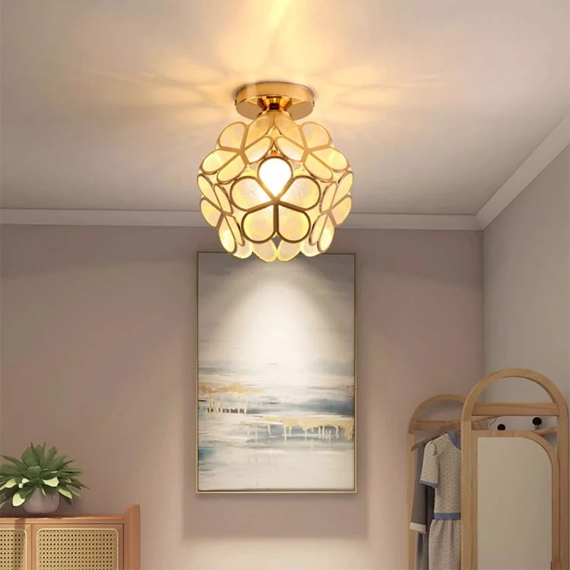 Modern Glass Pendant Lights for Restaurant Cafe Decoration Hanging Lamp Ceiling Chandeliers Nordic Flower Lighting Hotel Decor
