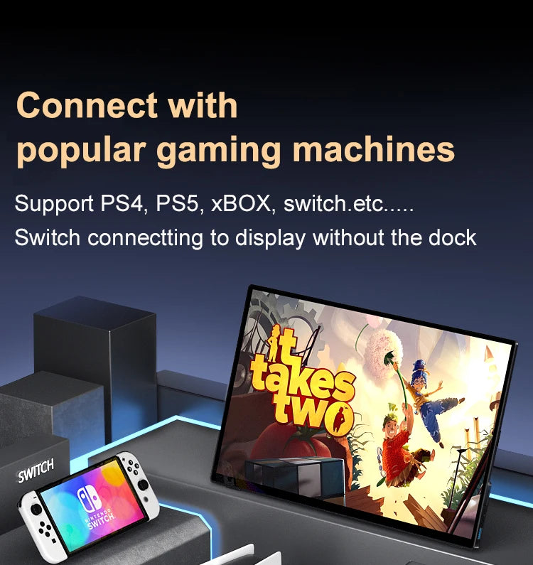 Damrapt 14'' UHD Portable Oled Monitor 4K 16:10 500nits Metal Frame with Stand for Laptop PC Smart Phone Xbox Gaming Display
