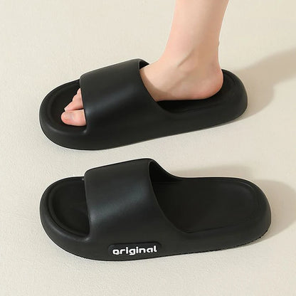 Unisex Letter Slippers Beach Slides Solid Color Mens Thick Sole Indoor Outdoor Bathroom Anti Slip Shoes Summer Couple Sandals