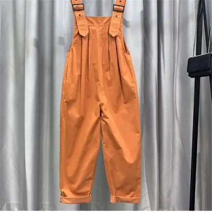 Womens Sleeveless Dungarees Rompers Cotton Jumpsuit Loose Shoulder Strap Pants Ladies Summer Casual Overalls Playsuits