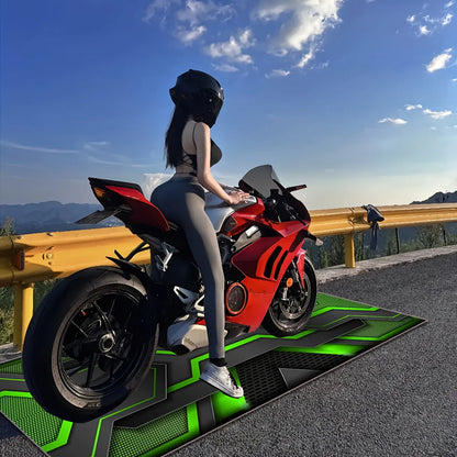 VIKAMA Simple Motorcycle Mat Non-Slip Easy Clean Garage Carpet Motorcycle Display Mat for Male Bedroom Dorm Home Decor