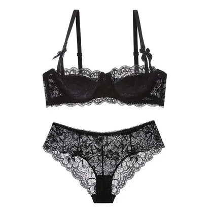 MOYISU French Romantic Lace Comfortable Breathable セクシー Tushy Slim Bra Collection Pure Desire Girls Push Beautiful Underwear SET
