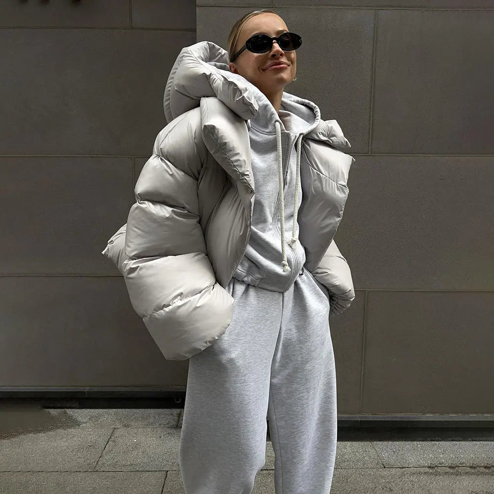 2026 Women Winter Coat Long Sleeve Big Hooded Thick Cotton Down Coat Women Tops Loose Style Warm Jacket Coat Casaco Feminino
