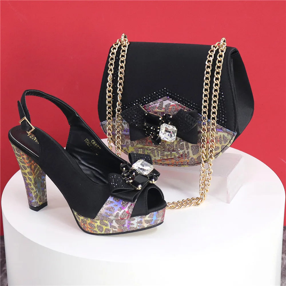 African Fashion Evening Shoes and Bag Italian Design Women's Shoes New Style High Heels Comfortable Women's Shoes and Bags
