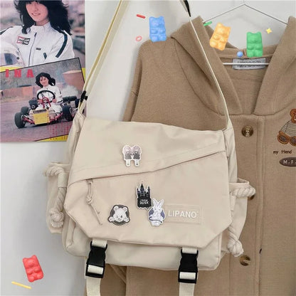 Shoulder Bag Large Capacity Crossbody Bag Retro Workwear Postman Bags for Women Nylon Handbags