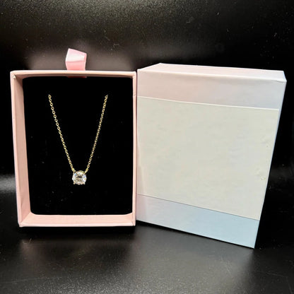 Rrjzz 0.5-5CT Moissanite Pendant Necklace for Women Solitaire D Color Round Cut Lab Imitation Diamond GRA Certified Necklaces