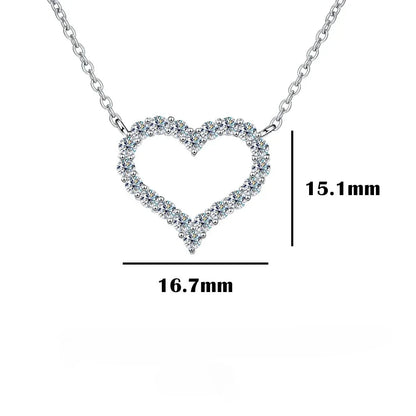 FEOBUR 2ct Moissanite Heart Pendant Necklace for Women 925 Sterling Silver Lab Diamond Neck Chain Girls Birthday Gift Jewelry