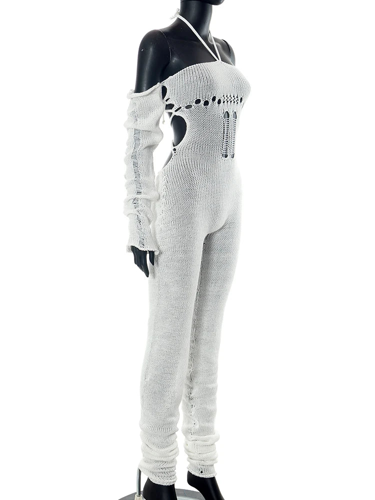 Sisterlinda Fashion Trend Y2K Jumpsuits Women Patchwork Sleeve Bandage Stretch Hipster One Piece Overalls Female Streetwear 2023