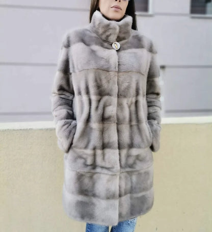 Real Mink Fur Coat Natural Women's Winter Long Leather Jacket Luxury Women's Clothing 2025 Mink Fur Coat Women's Bottom Detachab