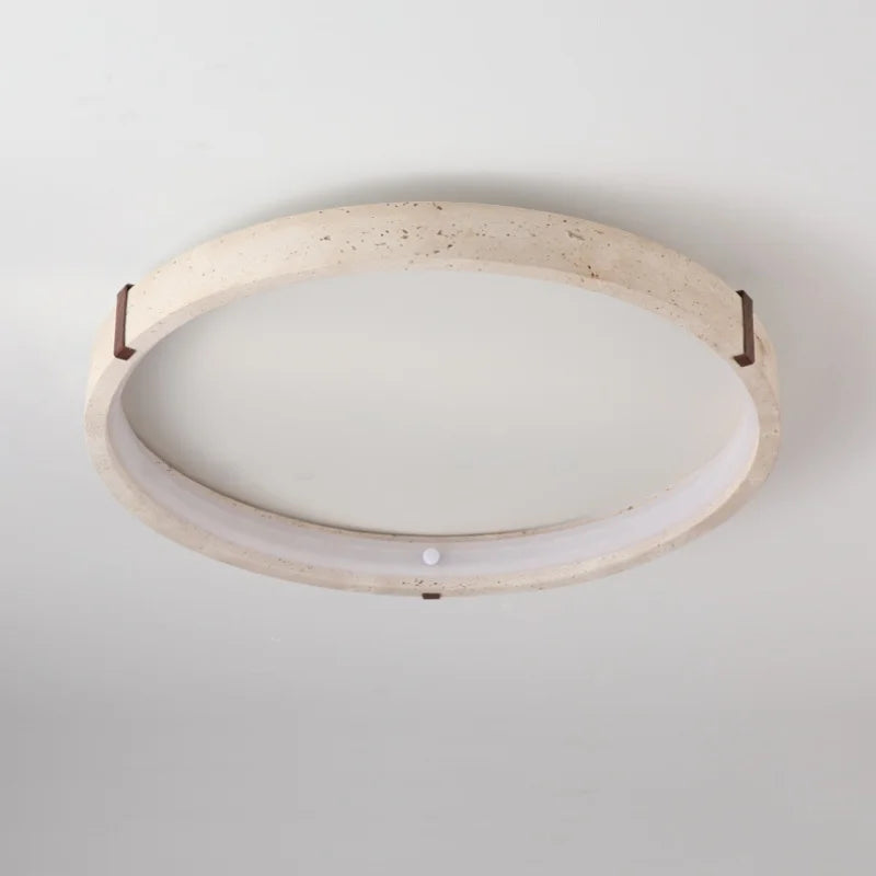 IWHD Wabi Sabi LED Ceiling Lamp Dining Room Restaurant Coffee Yellow Travertine Stone Minimalism Hanging Lights Lamparas Techo