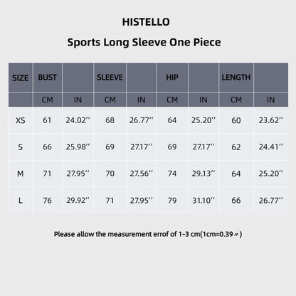 HISTELLO Impact Long Sleeve One Piece Jumpsuit Women Backless Slim Fit Elastic Tummy Control Yoga Gym Sports Workout Bodysuit