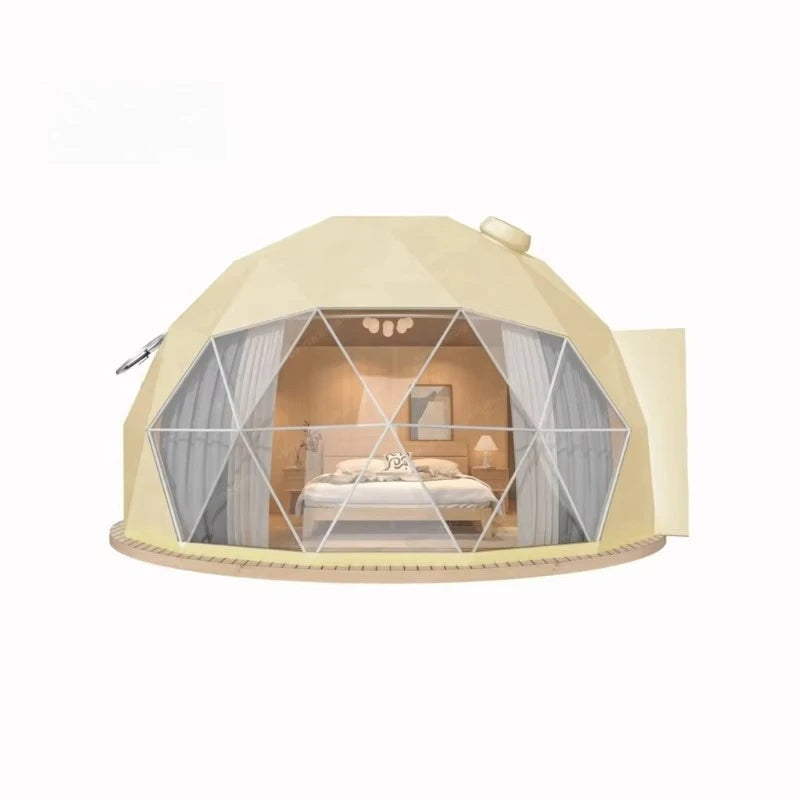 Luxury Geodesic Dome Tent Kit, PVC Canvas Steel Frame Igloo House, Outdoor Glamping Hotel Tent for Resort Garden
