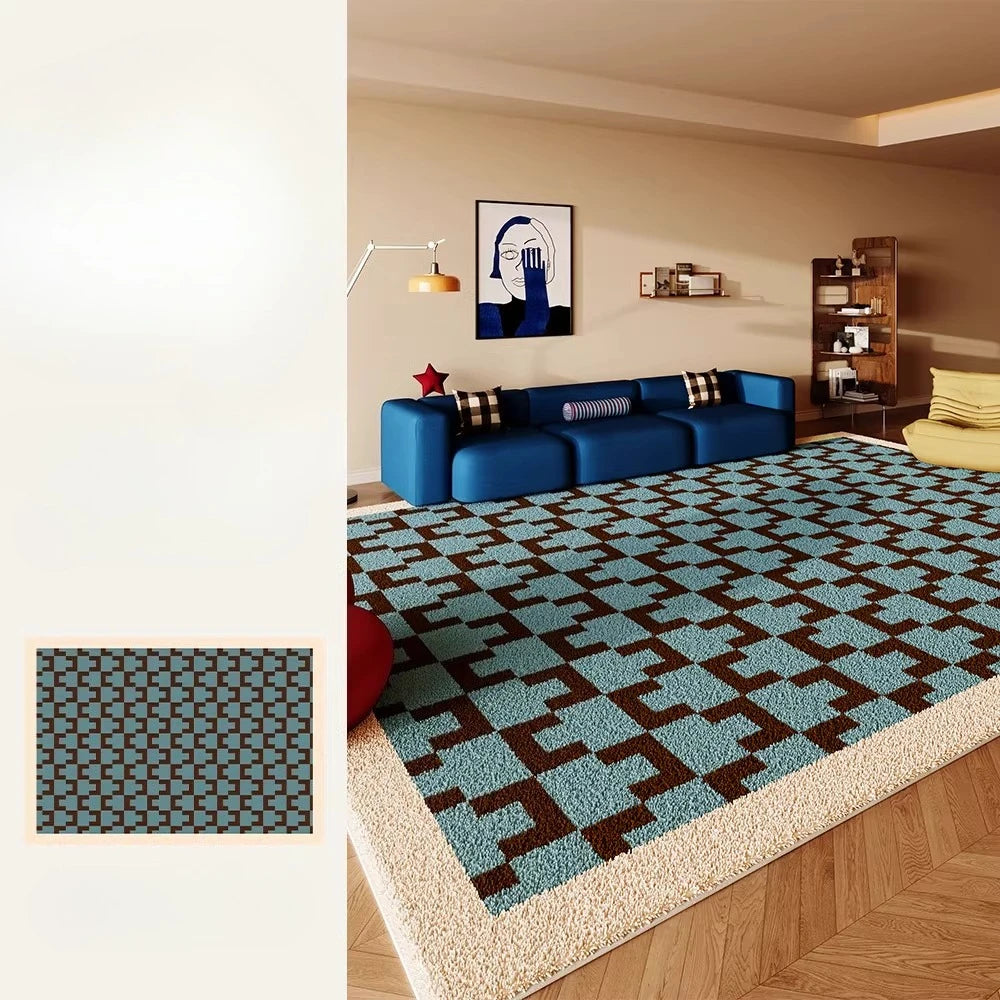 Retro Style Rugs for Bedroom Large Area Living Room Decoration Anti-slip Carpet Thick Plush Floor Mat Fluffy Soft Cloakroom Rug