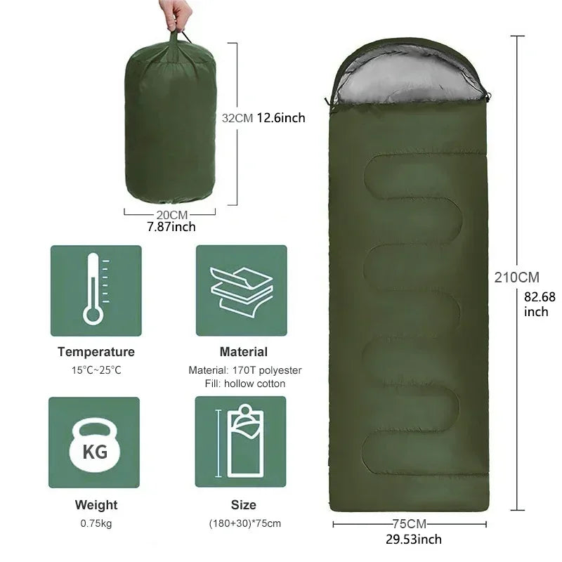 Portable Envelope Sleeping Bag Lightweight Warm Outdoor Camping Sleep Sack for Hiking Travel Backpacking Tent Spring Autumn