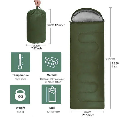 Portable Envelope Sleeping Bag Lightweight Warm Outdoor Camping Sleep Sack for Hiking Travel Backpacking Tent Spring Autumn