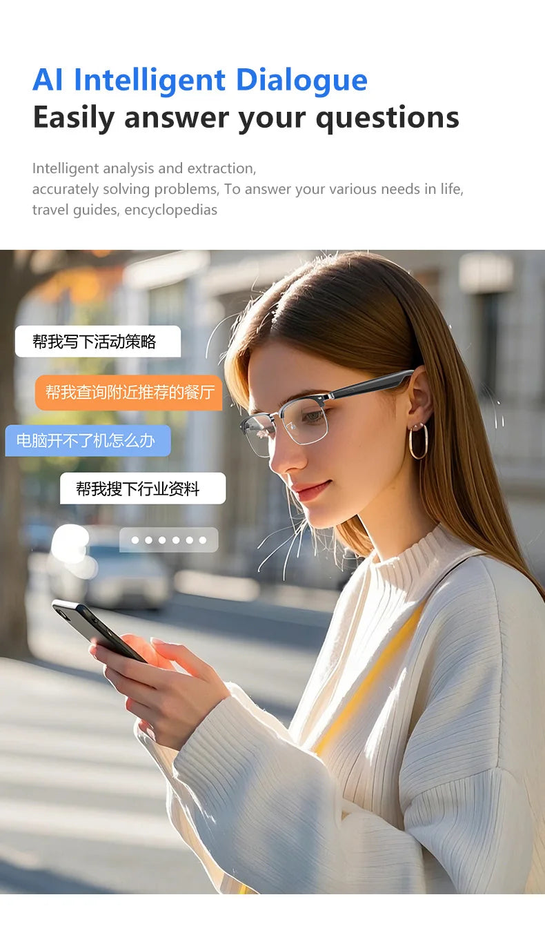 AI Smart Glasses Online Translation Real-Time Translation Conversation Translation supports online translation in 165 languages