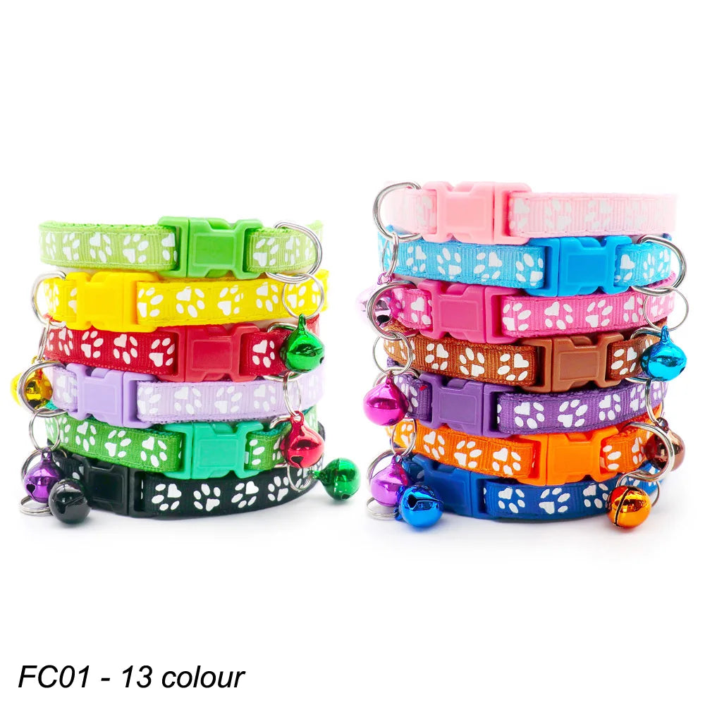 100Pcs Dog Collar With Bells Adjustable Customize Necklace Puppy Kitten Collar Accessories Pet Shop Products Rabbit Neck Strap