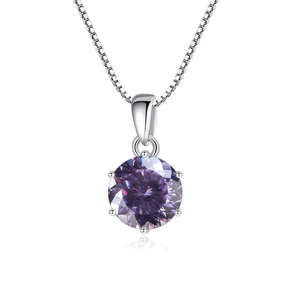 Butterflykiss 1CT 100 Faced Cut Moissanite Solitaire Drop Necklaces Gold Plated Pendant Real S925 Silver Chain Jewelry For Women